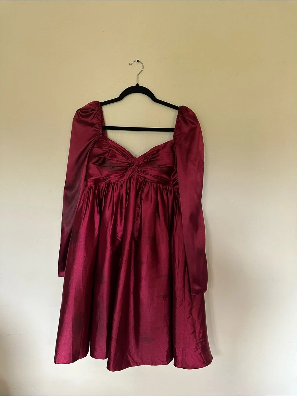 Inewer Plum Long-Sleeve Twist-Front A-Line‎ Dress